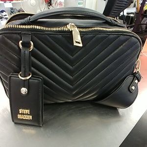 Black quilted Steve Madden double compartment bag